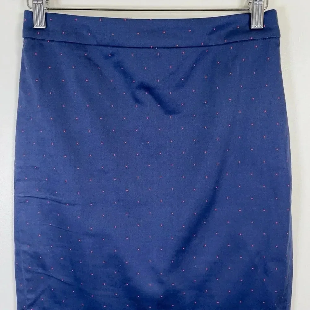 J.crew The Pencil Skirt Navy Red Polka Dot